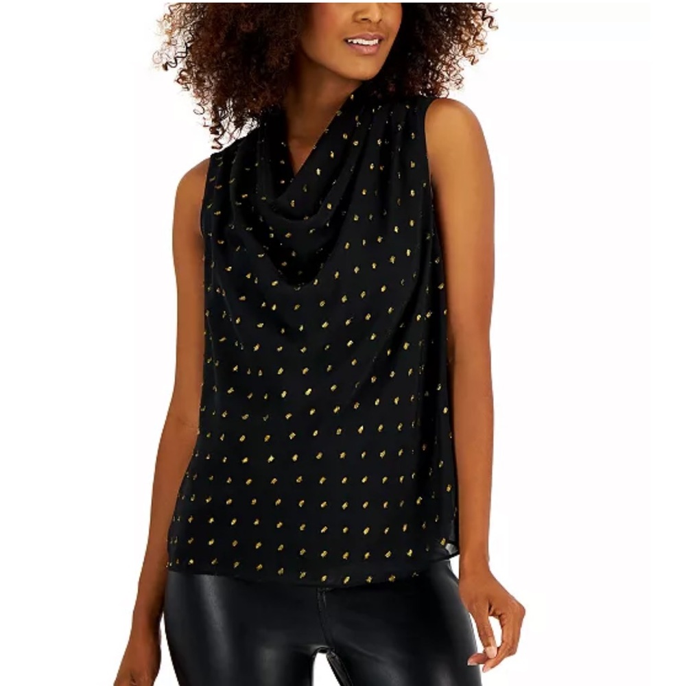 NWT Metallic Dot Cowl Top